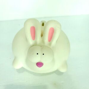 Plastic Coin Money White Bunny Rabbit Piggy Bank Big Eyes Chubby  PFF 5in x 6in